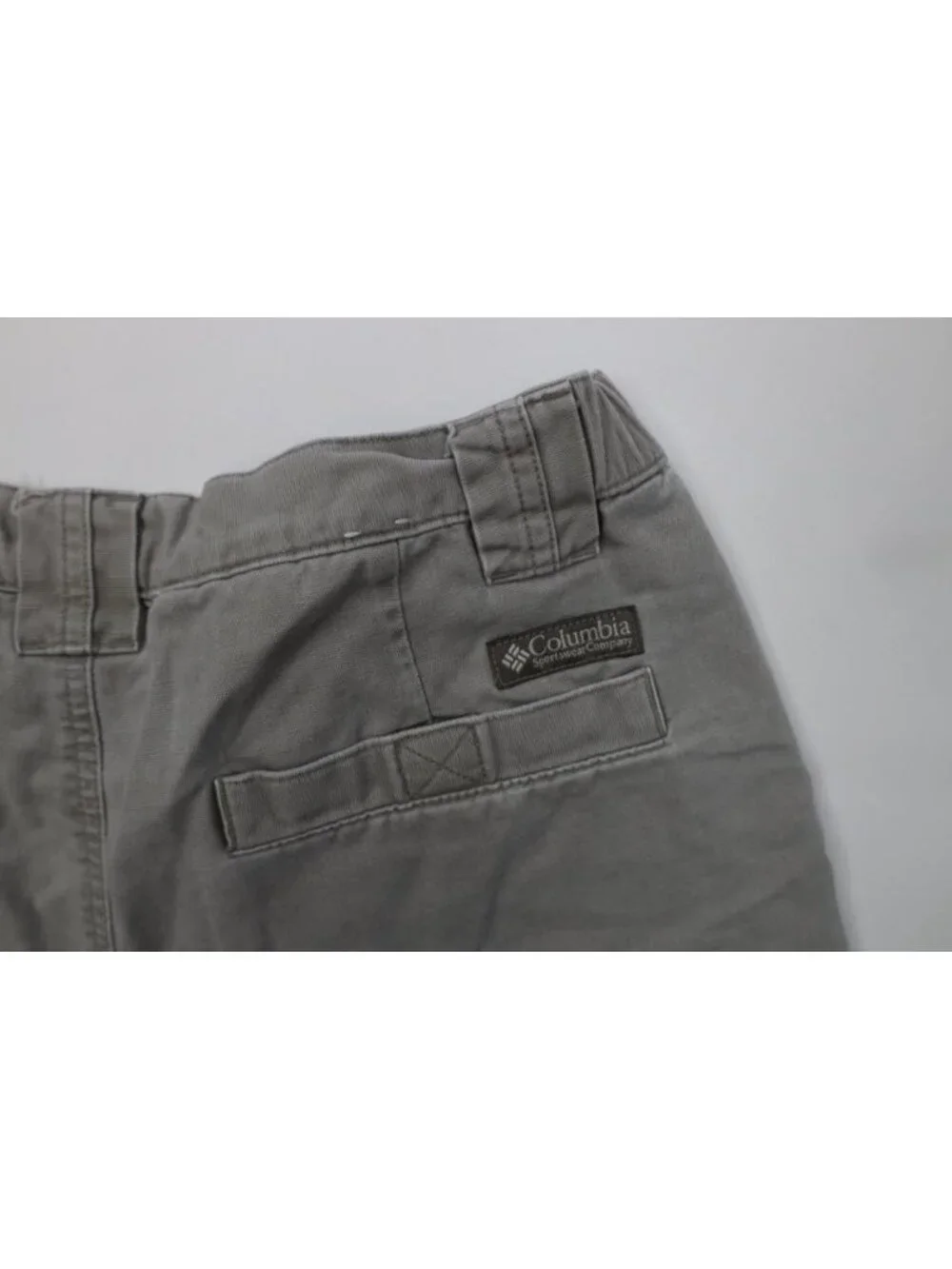 Vtg 90s Y2K Columbia Mens Small Faded Stonewash Canvas Above Knee Cargo Shorts